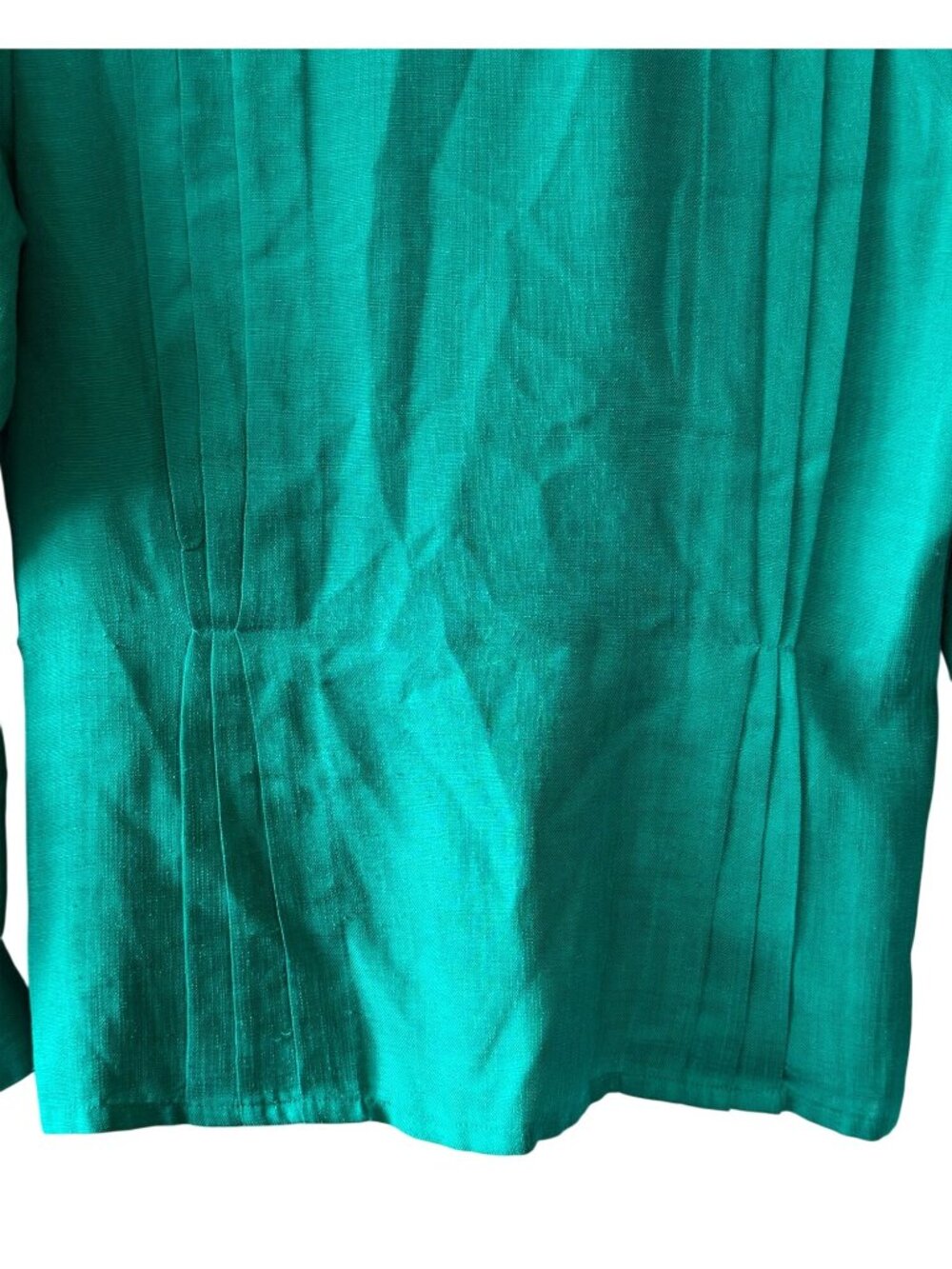 Vintage Evan Picone Petites Teal Button Front Pleated Blouse Top Size 4 - Picture 11 of 14